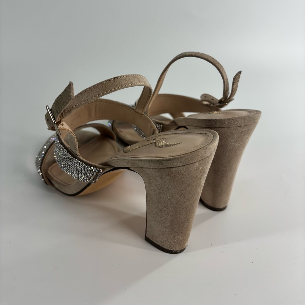 Nina rhinestone strappy heeled sandals nude Size 8.5 special occasion wedding - Picture 7 of 12